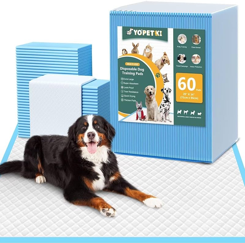 60 Count Extra Large Dog Pee Pads 28" x 34", Super Absorbent X-Large Puppy Pads Disposable Dogs Training Pads, Quick Drying Leak-Proof Dog Potty Pads for Doggies Puppies - Product Image