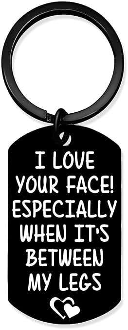 Coolvy Valentines Day Gifts for Him Drive Safe Keychains for Boyfriend Husband Birthday Anniversary Christmas Gifts From Wife (I love your face) - Image 1