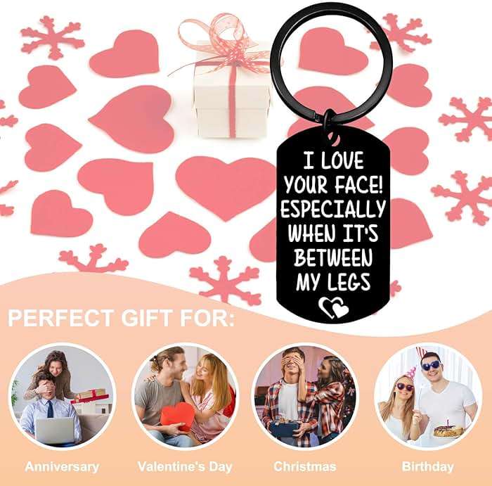 Coolvy Valentines Day Gifts for Him Drive Safe Keychains for Boyfriend Husband Birthday Anniversary Christmas Gifts From Wife (I love your face) - Image 6