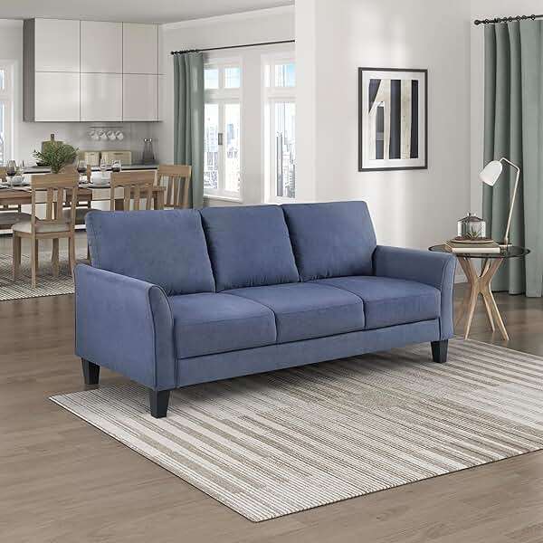 Lexicon Sofa, Modern Living Room Couch, Textured Fabric Upholstered Couch for Living Room/Bedroom/Office/Apartment, 78.5" Sofa, Blue - Image 1