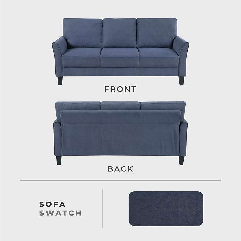 Lexicon Sofa, Modern Living Room Couch, Textured Fabric Upholstered Couch for Living Room/Bedroom/Office/Apartment, 78.5" Sofa, Blue - Image 4