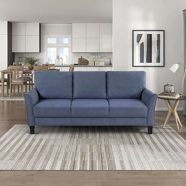 Lexicon Sofa, Modern Living Room Couch, Textured Fabric Upholstered Couch for Living Room/Bedroom/Office/Apartment, 78.5" Sofa, Blue - Image 5