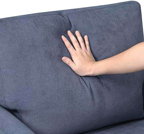 Lexicon Sofa, Modern Living Room Couch, Textured Fabric Upholstered Couch for Living Room/Bedroom/Office/Apartment, 78.5" Sofa, Blue - Image 7