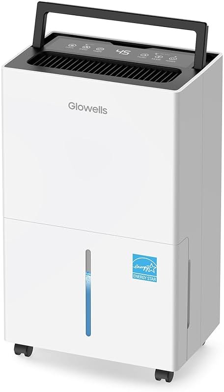 4500 Sq.ft Energy Star Dehumidifier for Home Basement, Glowells 52 Pints Large Room Dehumidifier with Drain Hose & Water Tank 0.58 Gal, Dehumidifiers with Smart Humidity Control, Auto Defrost - Product Image