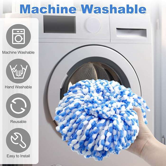 Spin Mop Replace Head, Base, Scrubber, Mop Handle for OCedar RinseClean 2-Tank System, Include 2 Microfiber Mop Refills, 1 Mop Handle, 1 Base and 1 Scrub Brush for Dry Wet Use Floor Deep Cleaning - Image 8