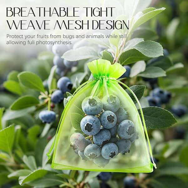 40 Pcs Fruit Protection Bags, 4x6 Inch Strawberry Bag Netting Cover, Tear Resistance Mesh Bags Drawstring, Pest Barrier Green Bags for Fruits & Vegetables, Blueberries, Cherry Tomatoes, Small Fruits - Image 3