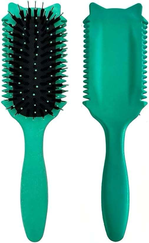 Curl Defining Brush,Brush Styling for Curly Hair Waves,Defining Hair Curls For Women and Girls,New Cat Head Shape,Green - Image 1
