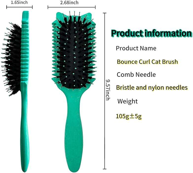 Curl Defining Brush,Brush Styling for Curly Hair Waves,Defining Hair Curls For Women and Girls,New Cat Head Shape,Green - Image 2