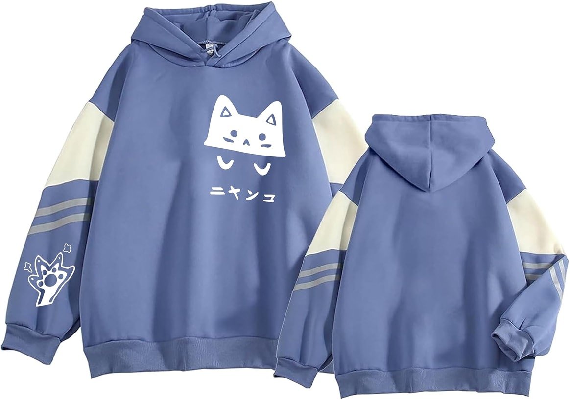 NICNZQI Women's Hoodies Cute Cat Printed Oversized Sweatshirts Trendy Casual Cozy Long Sleeve Pullover for Teen Girls - Product Image
