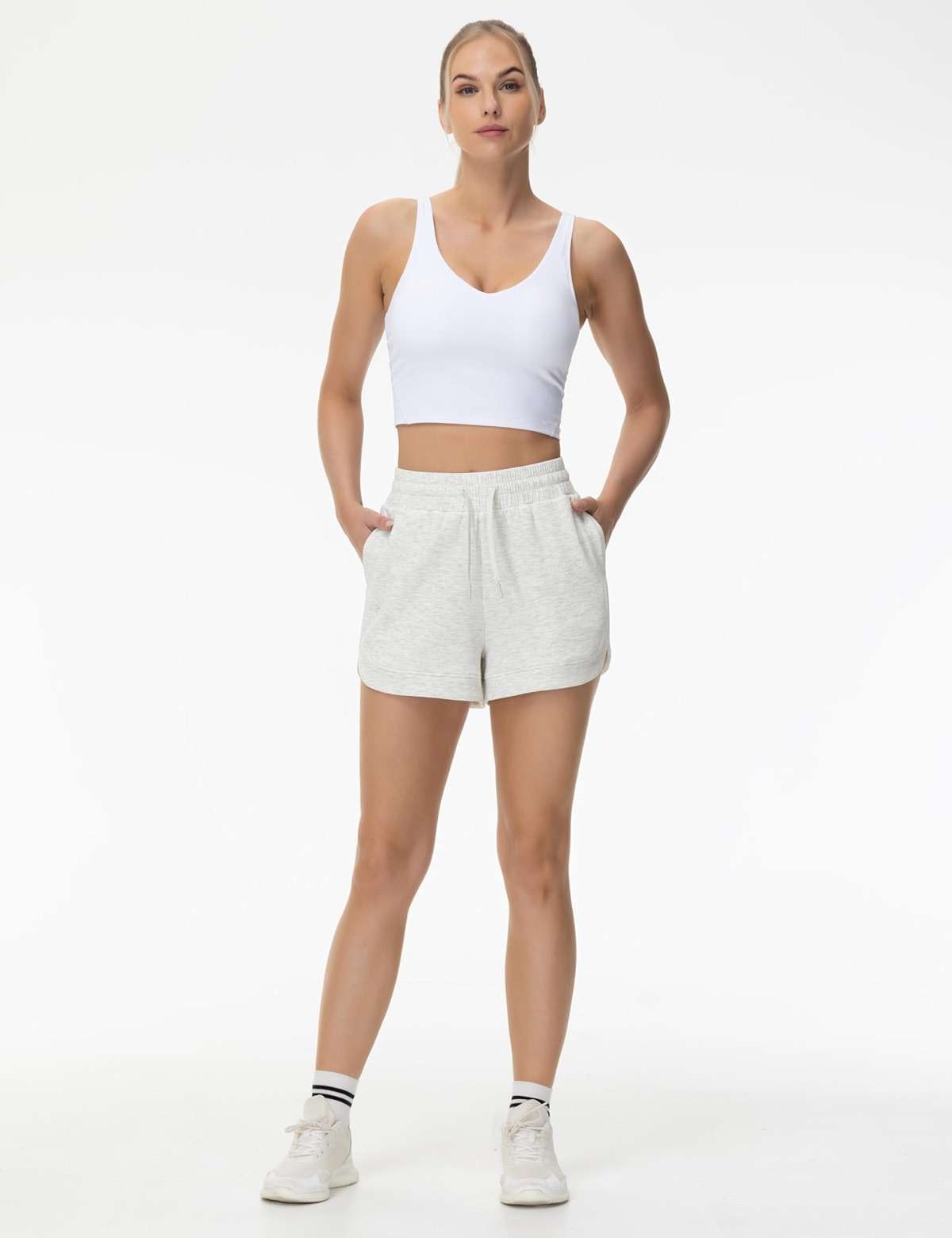 THE GYM PEOPLE Women's Drawstring Sweat Shorts Soft Comfy Dolphin Workout Running Lounge Shorts with Pockets - Image 5