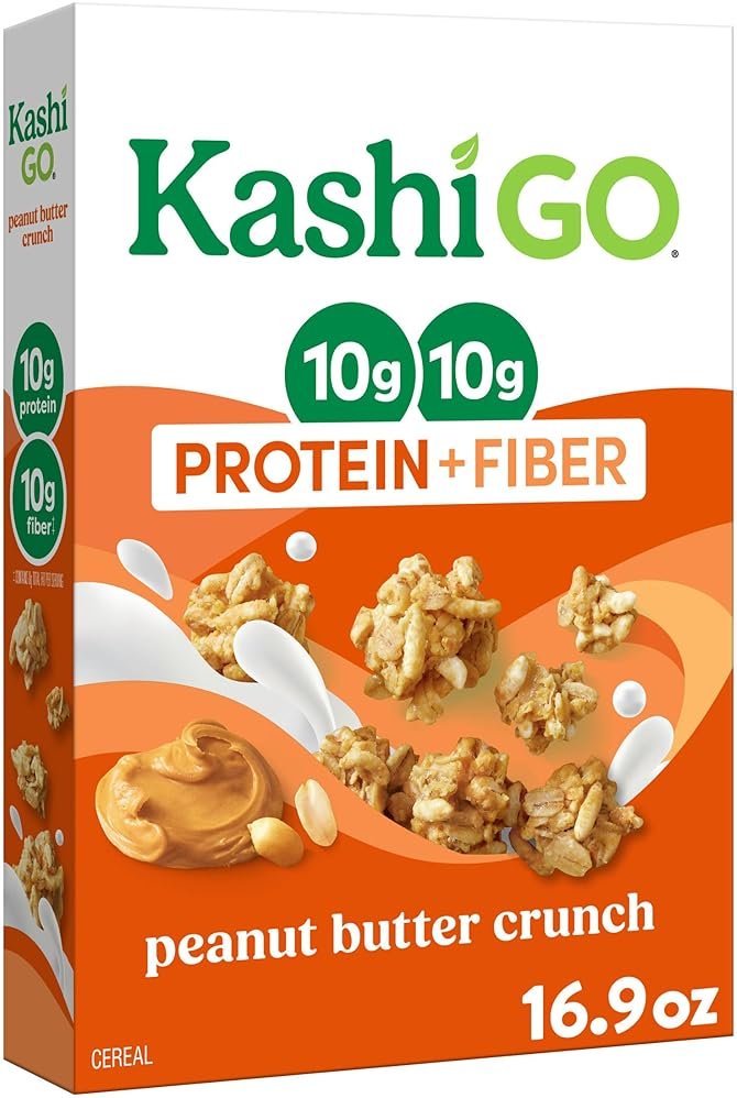 Kashi GO Protein Cereal, 10g Protein, 10g Fiber, Peanut Butter Crunch, 16.9oz Box (1 Box) - Product Image