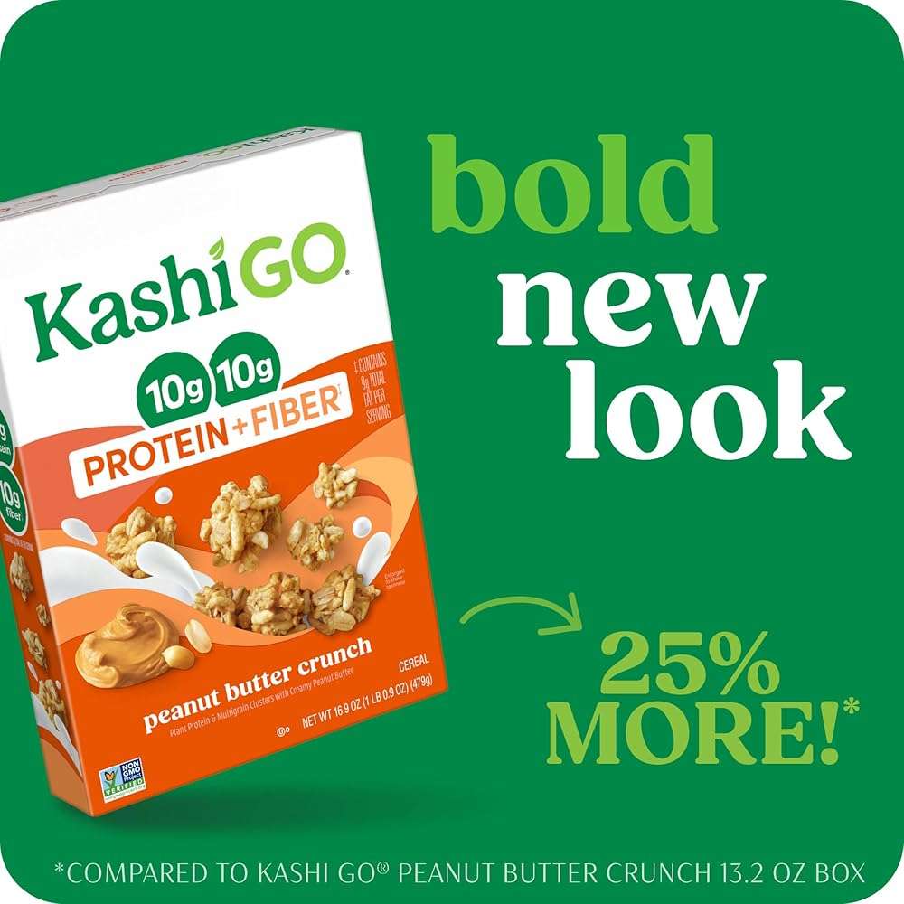 Kashi GO Protein Cereal, 10g Protein, 10g Fiber, Peanut Butter Crunch, 16.9oz Box (1 Box) - Image 3