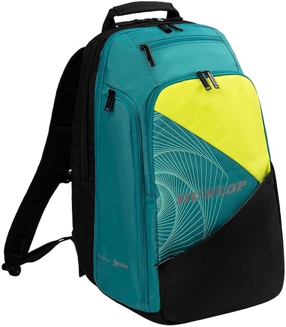 Dunlop Sports Performance Tennis Bag, Black/Yellow/Teal - Backpack - Product Image