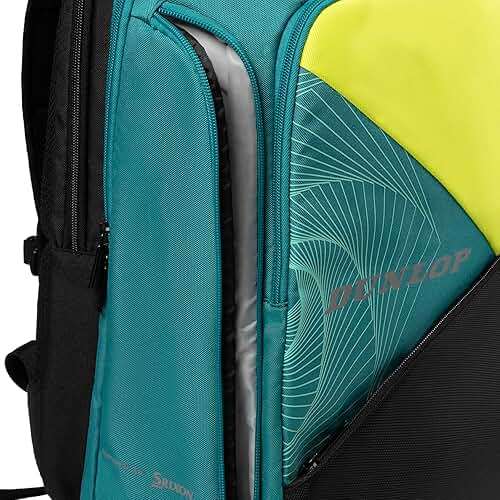 Dunlop Sports Performance Tennis Bag, Black/Yellow/Teal - Backpack - Image 8