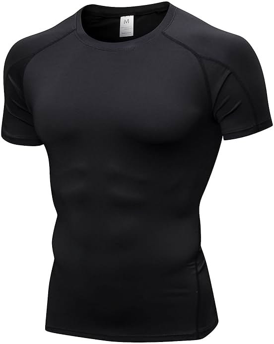 Men's Athletic Short Sleeve Stretch Compression Shirts Performance T-Shirt Running Workout Tops Quick Dry Baselayer - Product Image