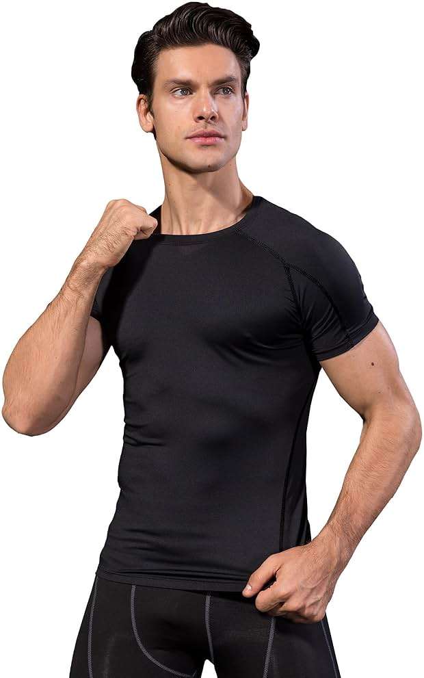 Men's Athletic Short Sleeve Stretch Compression Shirts Performance T-Shirt Running Workout Tops Quick Dry Baselayer - Image 2