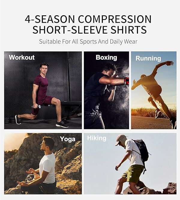 Men's Athletic Short Sleeve Stretch Compression Shirts Performance T-Shirt Running Workout Tops Quick Dry Baselayer - Image 7