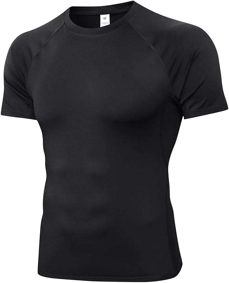Men's Compression Shirts Short Sleeve Athletic Workout T-Shirts Sports Top Cool Dry Active Undershirt Performance Base Layer - Image 1