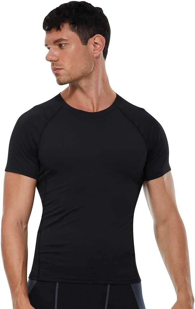 Men's Compression Shirts Short Sleeve Athletic Workout T-Shirts Sports Top Cool Dry Active Undershirt Performance Base Layer - Image 2