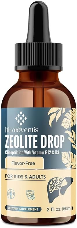 Zeolite Detox for Kids Liquid Drops- Clinoptilolite Zeolite with Pure Vitamins B12 & D3, 2 Fl Oz - Product Image
