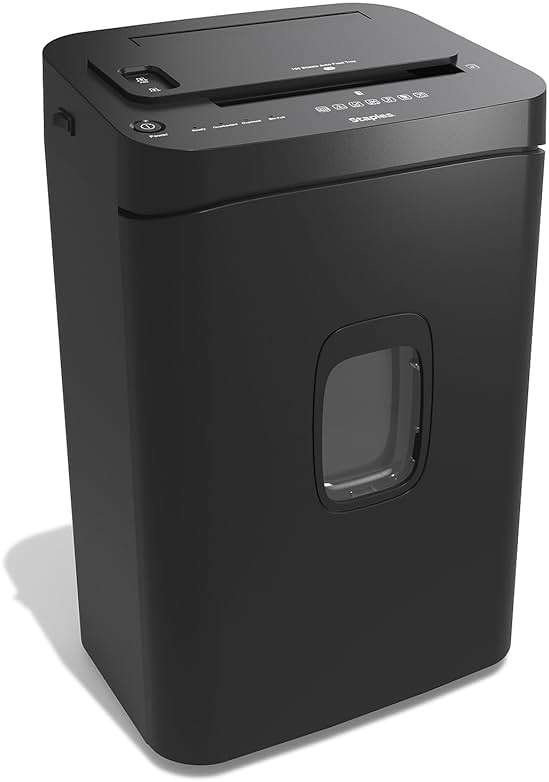 Staples 150-Sheet Micro-Cut Paper Shredder, Autofeed, Anti-Jam, 7.4-Gallon Pull-Out Bin, Black, for Home & Office, Black - Image 1