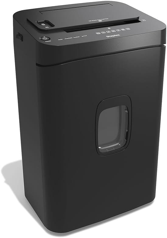 Staples 150-Sheet Micro-Cut Paper Shredder, Autofeed, Anti-Jam, 7.4-Gallon Pull-Out Bin, Black, for Home & Office, Black - Product Image