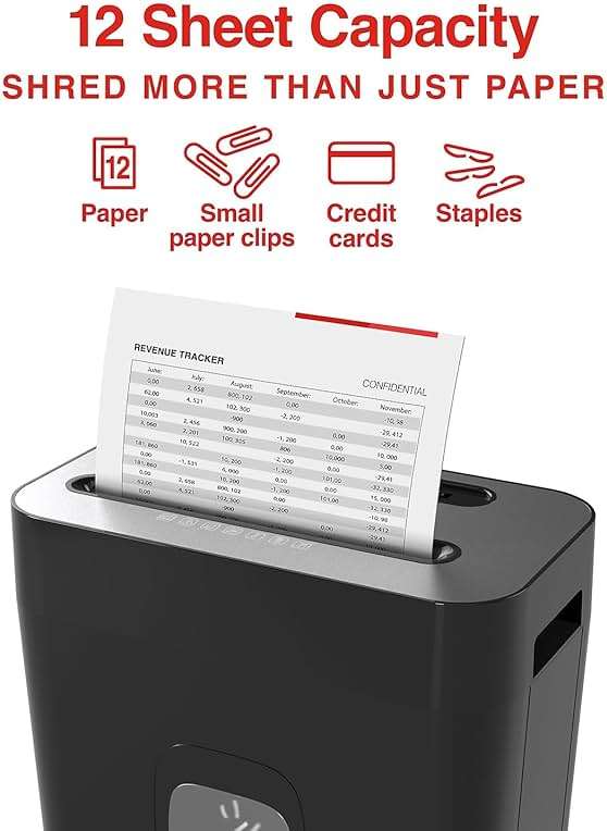 Staples 12-Sheet Cross-Cut Paper Shredder, Shreds Credit Cards/Staples, Quiet Home Office Paper Shredder, Auto Start/Stop, Anti-Jam, 4.25 Gallon, Black - Image 3