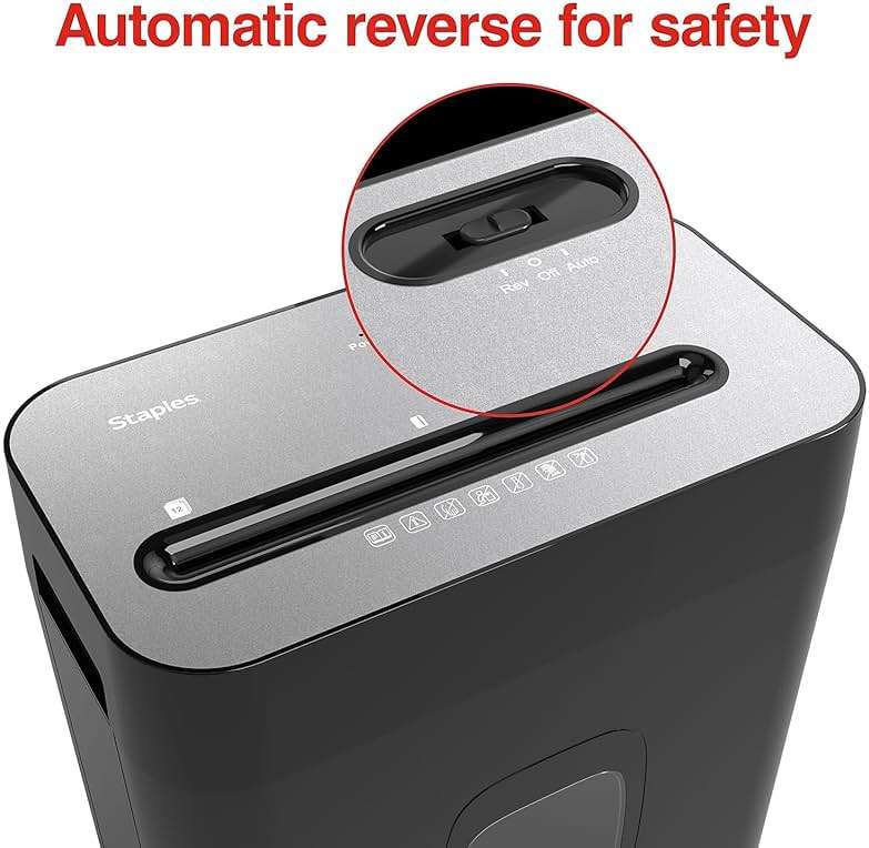 Staples 12-Sheet Cross-Cut Paper Shredder, Shreds Credit Cards/Staples, Quiet Home Office Paper Shredder, Auto Start/Stop, Anti-Jam, 4.25 Gallon, Black - Image 5