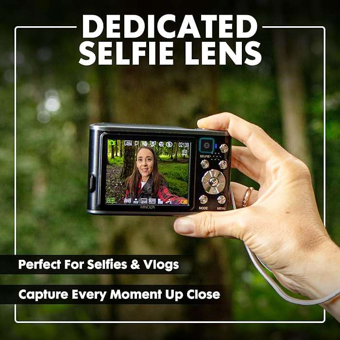 Minolta 48MP Digital Camera with Rear Selfie Lens – 4K Ultra HD Video, 2.8" LCD Screen, 16X Digital Zoom, Autofocus, Slow Motion, Time Lapse, Filters, Scene Modes, 32GB Card Included (Blue) - Image 4