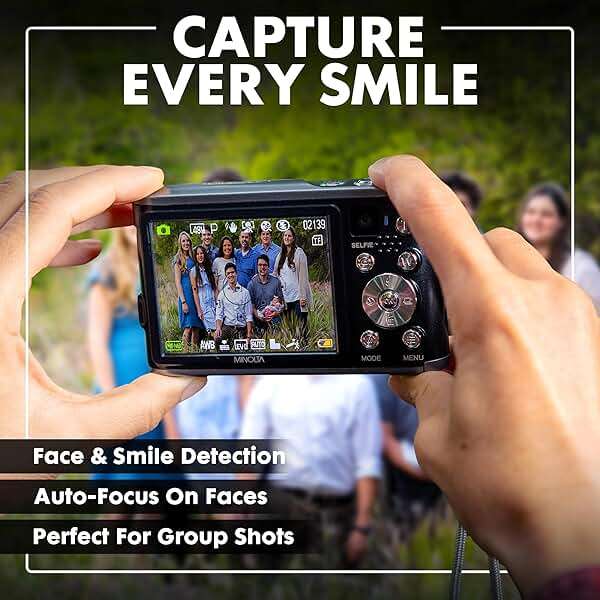 Minolta 48MP Digital Camera with Rear Selfie Lens – 4K Ultra HD Video, 2.8" LCD Screen, 16X Digital Zoom, Autofocus, Slow Motion, Time Lapse, Filters, Scene Modes, 32GB Card Included (Blue) - Image 6