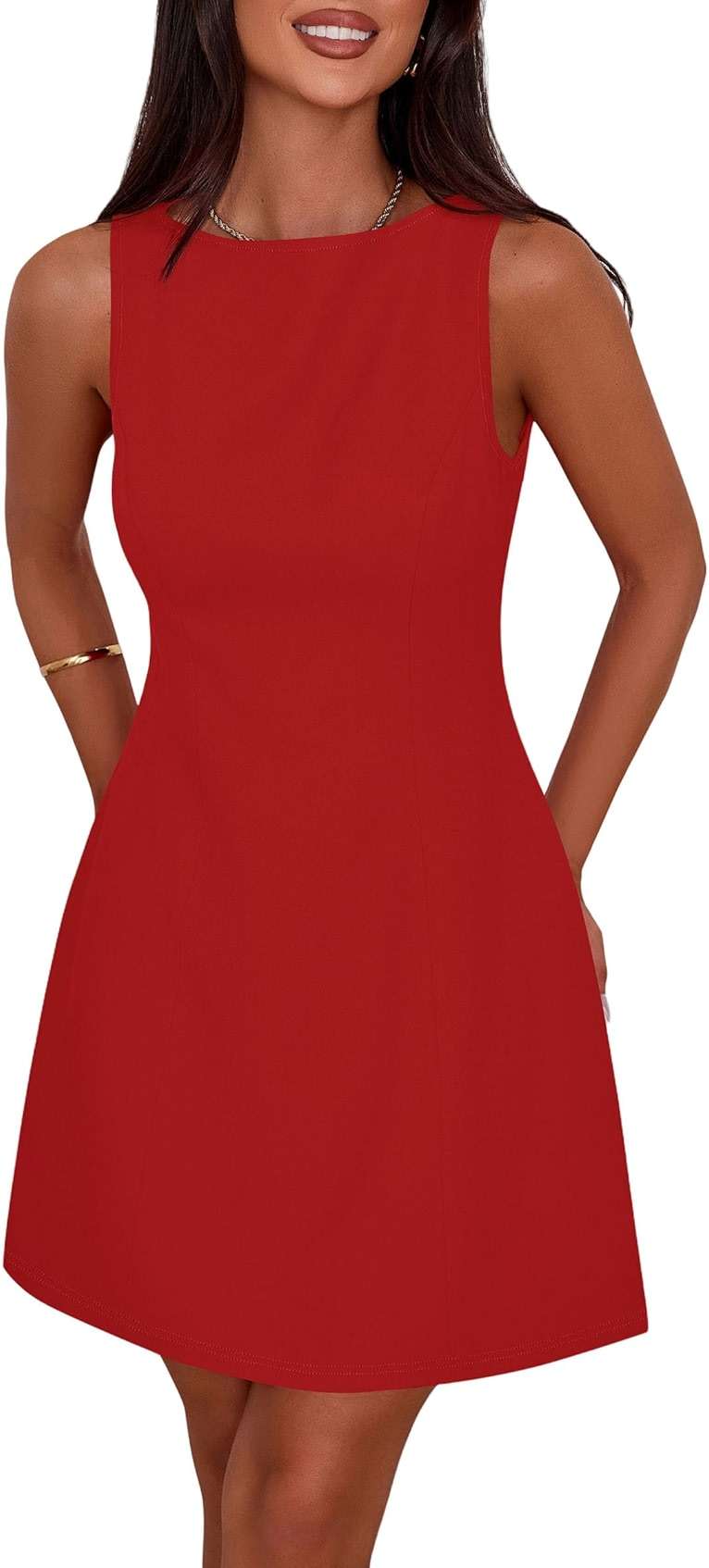 PRETTYGARDEN Womens Formal Short Dresses 2026 Summer Sleeveless Boat Neck A Line Elegant Mini Cocktail Party Dress - Image 1