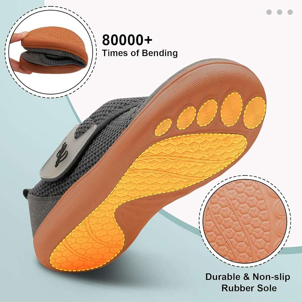 LeIsfIt Mens Wide Diabetic Shoes Adjustable Barefoot Walking Shoes Breathable Zero Drop Sneakers for Wide Width Arthritis Edema Feet - Image 5