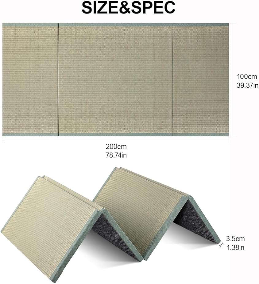 Japanese Tatami Mat, Tatami, Rug, Foldable Mattress, Roll up Rug, Japanese Floor Mattress, Floor Sleeping Japanese Futon Mattress, Meditation Yoga, Zen - Image 3