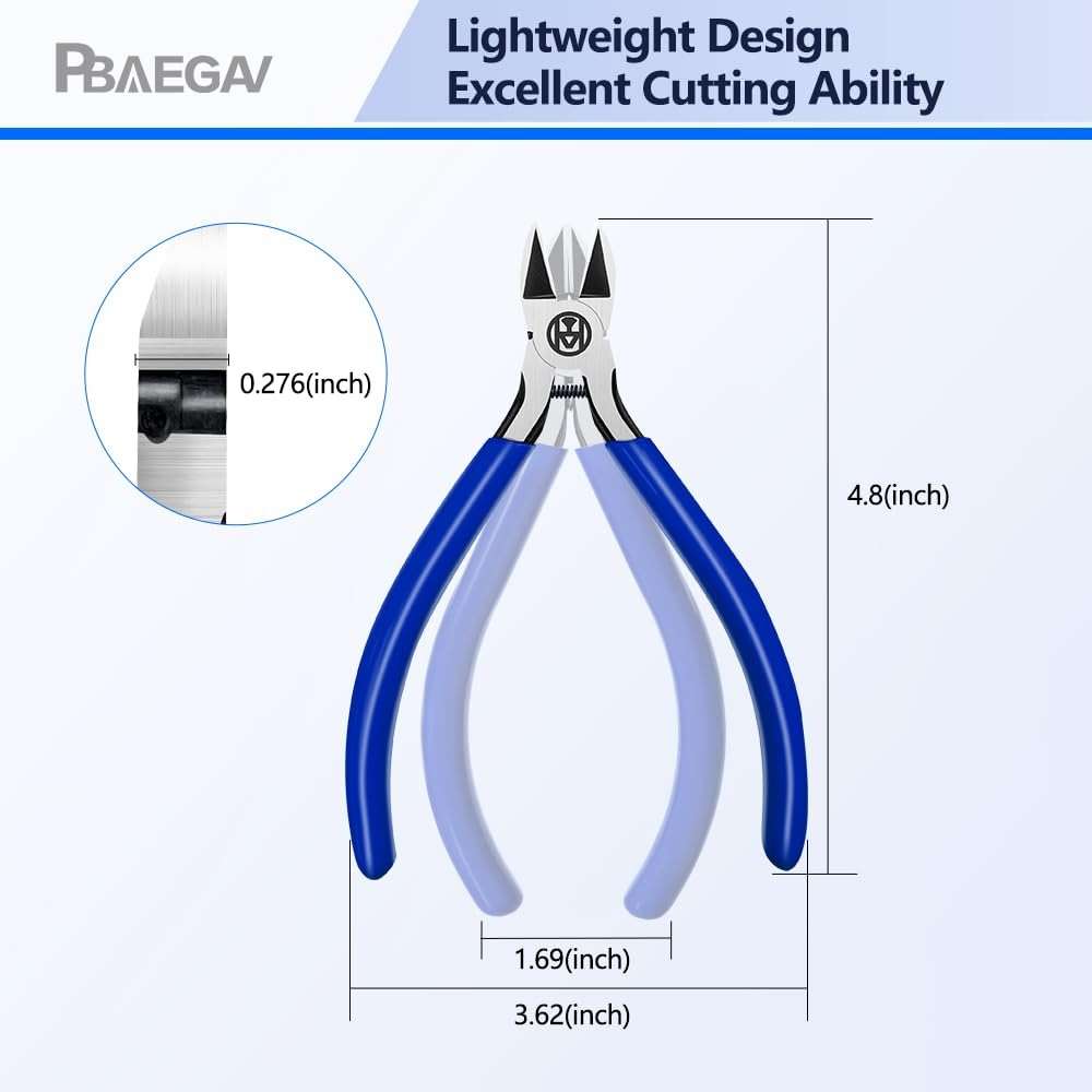 Wire Cutters Precision Flush Cutters Ultra Sharp Wire Cutters for Trimming Metal Wires Zip Ties, Cables, Circuit Boards, Crafting Jewelry Making - Image 2