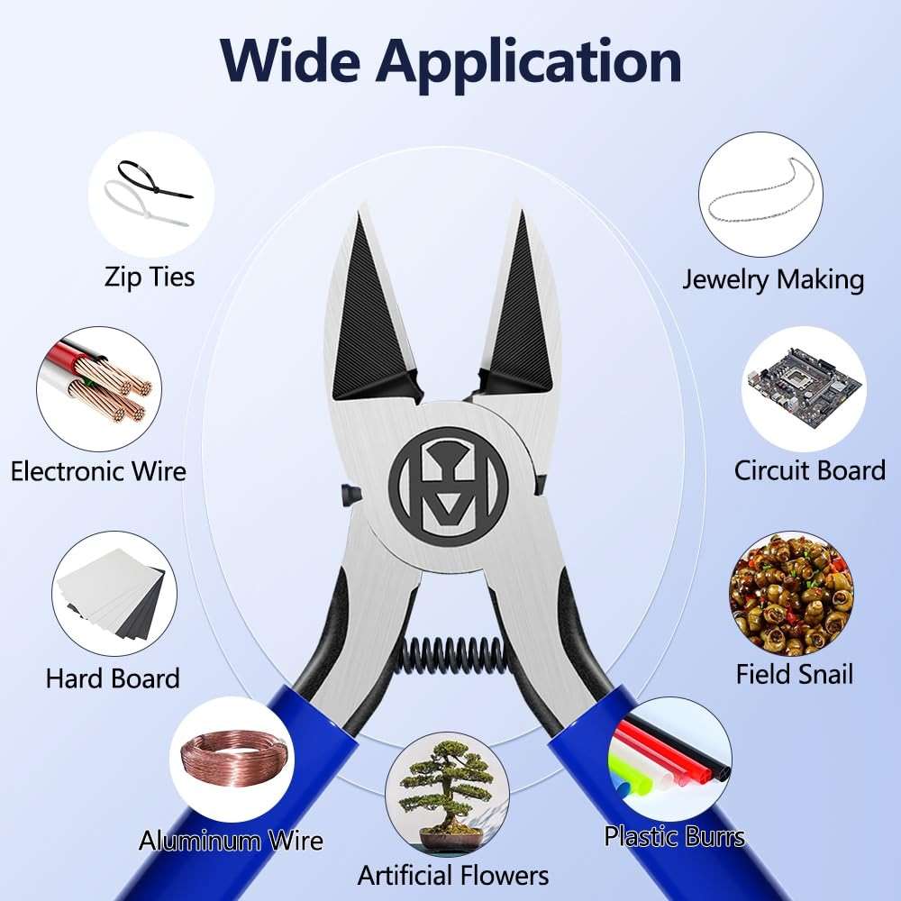 Wire Cutters Precision Flush Cutters Ultra Sharp Wire Cutters for Trimming Metal Wires Zip Ties, Cables, Circuit Boards, Crafting Jewelry Making - Image 3