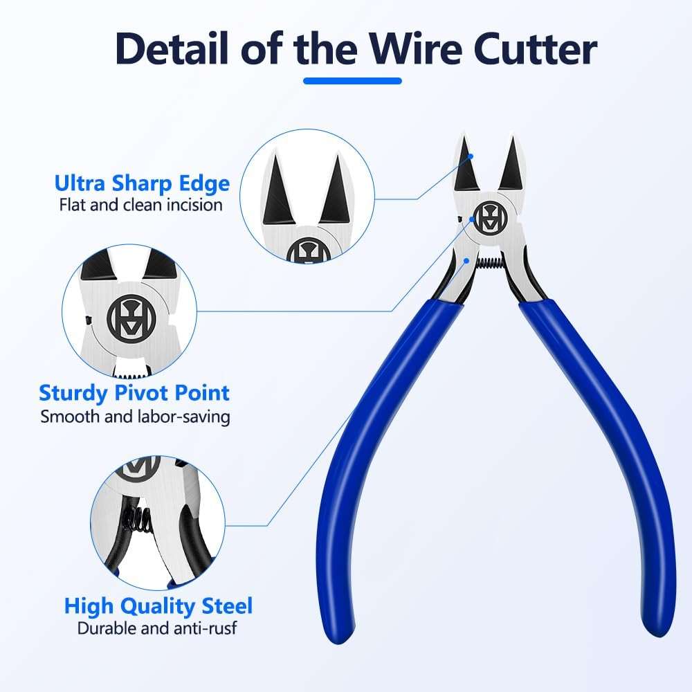 Wire Cutters Precision Flush Cutters Ultra Sharp Wire Cutters for Trimming Metal Wires Zip Ties, Cables, Circuit Boards, Crafting Jewelry Making - Image 5