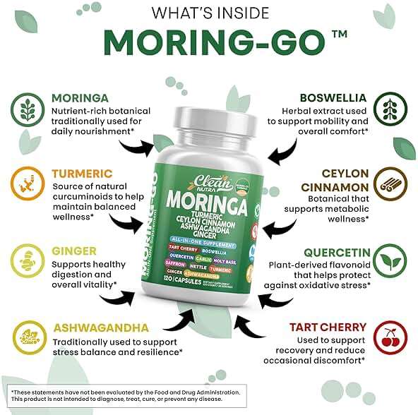 Moringa Powder Capsules + Turmeric Moringa Leaf Ceylon Cinnamon Ashwagandha Ginger Tart Cherry Boswellia Quercetin Garlic Holy Basil Saffron Nettle Black Pepper Moring-Go Supplement By Clean Nutra (2) - Image 3