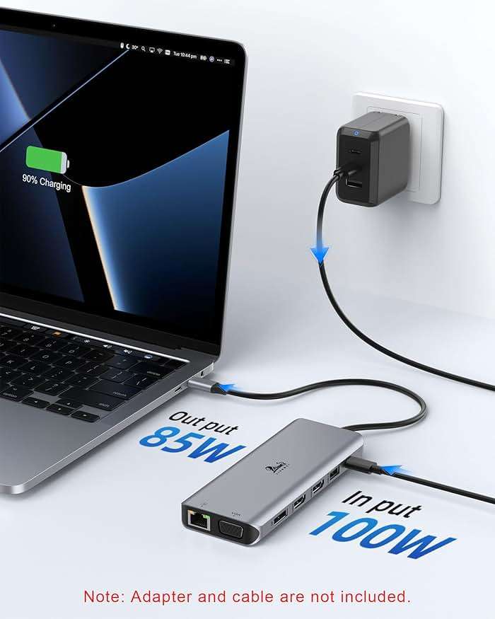 Laptop Docking Station 4 Monitors, Dual HDMI+8K DP+VGA, 10Gbps, 100W PD, 6 USB C/A Ports, Ethernet, SD/TF, LIONWEI 13 in 1 USB C Hub for MacBook/Dell/HP/Surface - Image 5