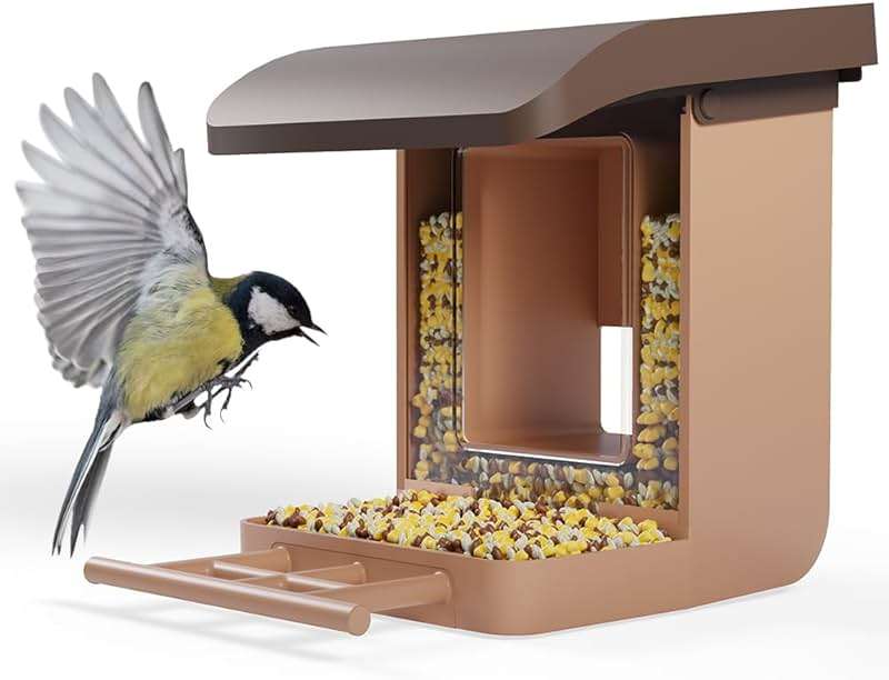 Bird Feeder Camera Case Compatible with Battery Cam Pro, Wyze Cam Outdoor v1/v2, Wyze Camera v4/v3/v3 Pro, 5 DIY Mounting Methods, with a Macro Lens (Solar Panel/Camera NOT Included), Brown - Image 1