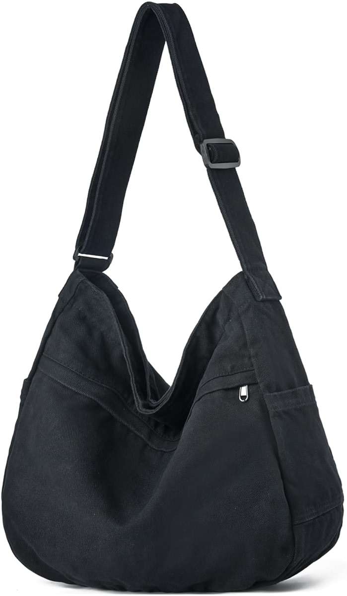DAINAOTM Canvas Hobo Crossbody Shoulder Tote Bag for Women and Men Large Purse Messenger Bag Travel Work Shopping - Image 1