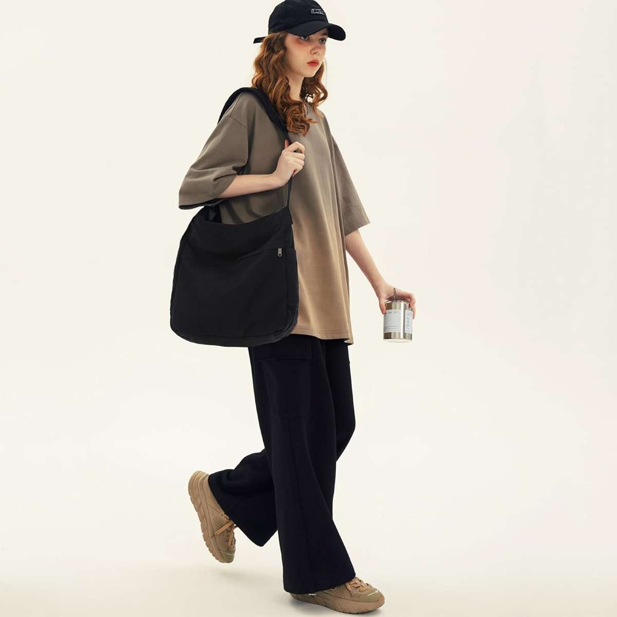 DAINAOTM Canvas Hobo Crossbody Shoulder Tote Bag for Women and Men Large Purse Messenger Bag Travel Work Shopping - Image 5