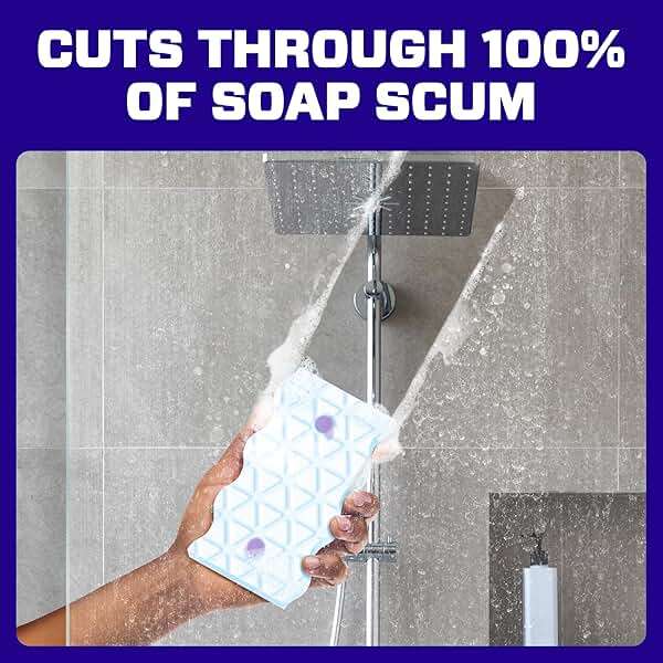 Mr. Clean Magic Eraser Sponge, Bathroom Cleaner, Shower Cleaner, Tub Cleaner, Soap Scum Remover, Bathroom Cleaning Supplies, Dawn Cleaning Power with Febreze Lavender Scent, 2 in 1 Bath, 7ct - Image 6