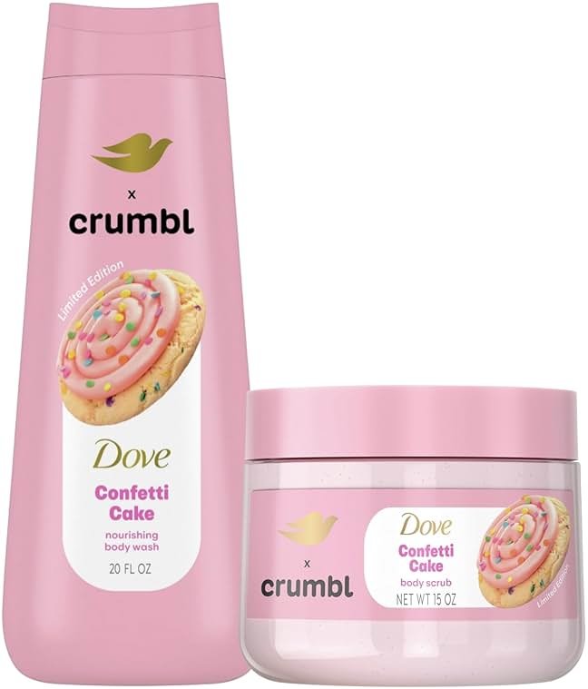 Dove Moisturizing Confetti Cake Body Wash & Scrub Combo, 20oz Wash + 15oz Scrub, Limited Edition, Paraben & Sulfate Free, For Body, Improves Skin Texture, Moisturizes - Product Image