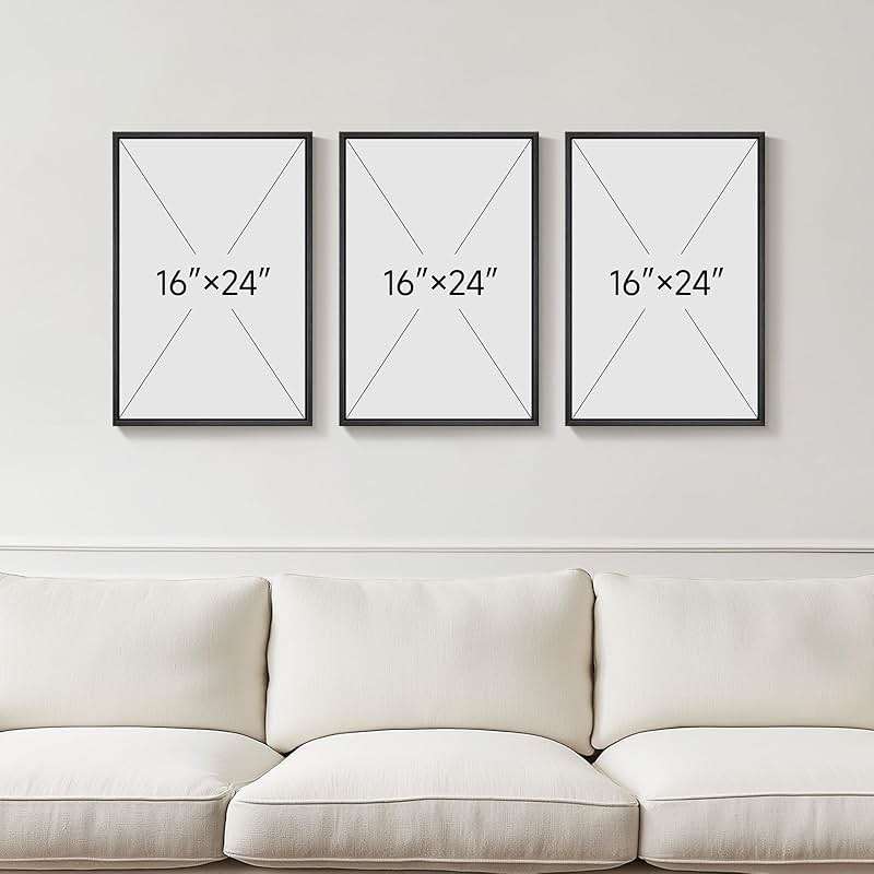 Framed Black and White Abstract Wall Art, 3 Piece Canvas Prints Paintings Artwork for Walls, Modern Minimalist Gold Beige Block Pictures for Living Room Hallway Office Wall Decor 16x24 Inch - Image 2