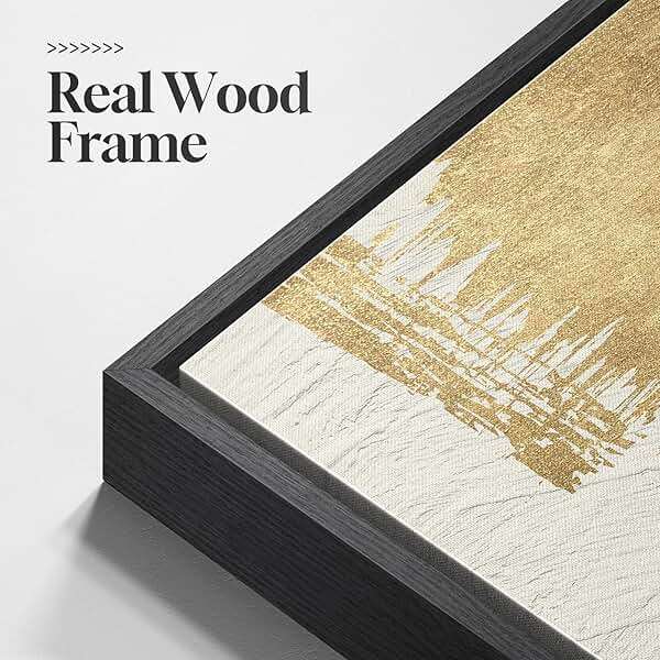 Framed Black and White Abstract Wall Art, 3 Piece Canvas Prints Paintings Artwork for Walls, Modern Minimalist Gold Beige Block Pictures for Living Room Hallway Office Wall Decor 16x24 Inch - Image 5