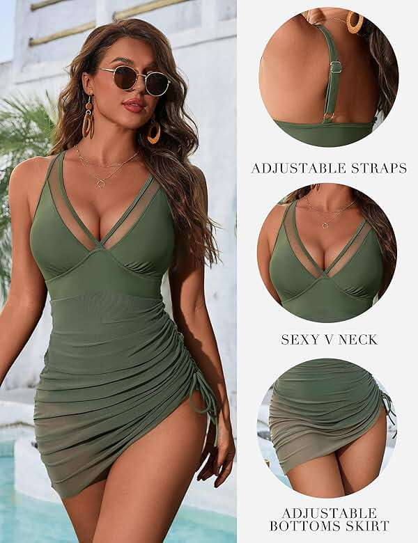 Blooming Jelly Womens One Piece Swimsuit Tummy Control Swim Dress Curvy Modest Bathing Suit Wraps Sarong Swim Suits 2025 - Image 3