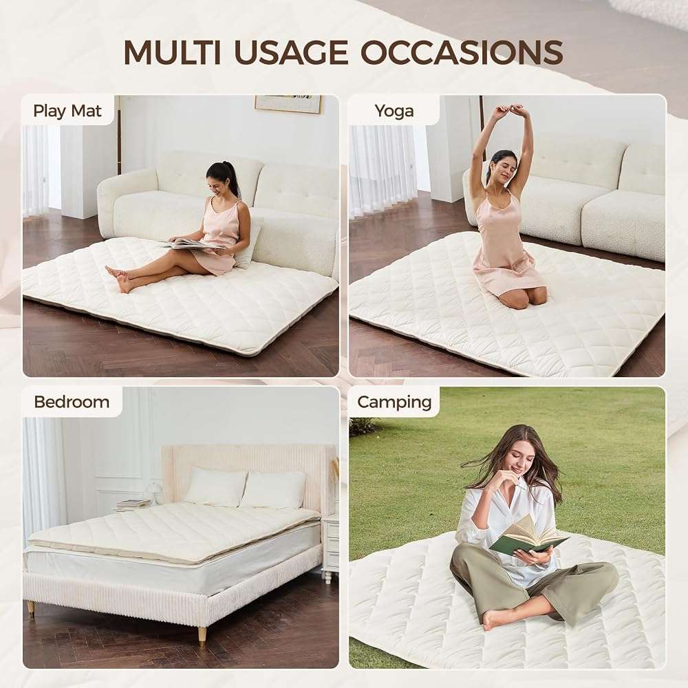 Miisong Japanese Floor Mattress with Washable Cover, Folding Futon Mattresss, Tatami Mat Sleeping Pad with Thicken Memory Foam, Roll Up Floor Lounger Bed for Kids Adults (Twin 80"×39"×2.6") - Image 5