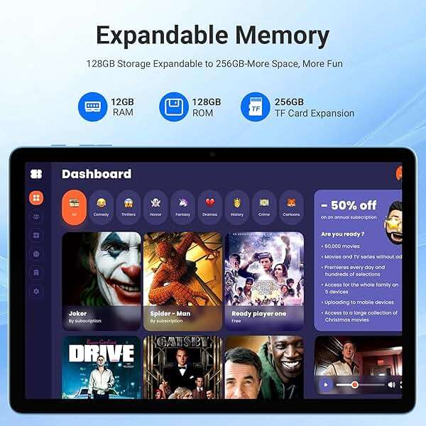 DigiLand 11 Inch Android 14 Tablet for Work & Productivity, Large Display with Split Screen, Smooth Performance, WiFi, Dual Camera, Ideal for Office & Study (Gray) - Image 3