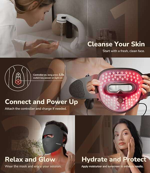 JOVS LED Light Therapy Face Mask, Wireless Red Light Therapy Mask for Face, Portable Skin Care Beauty Device Intelligent Beauty Solution at Home Use, 4 Modes for Visible Results - Image 2