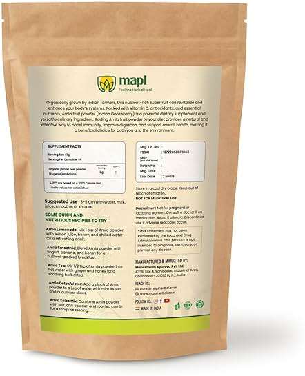 MAPL Amla Powder (7.05 oz) – Organic Indian Superfood for Hair Care | Indian Gooseberry/Amalaki Powder | 100% Pure | Supports Skin Glow, Hair Growth, Digestion, Cleansing | Resealable Zip Lock Pouch - Image 2